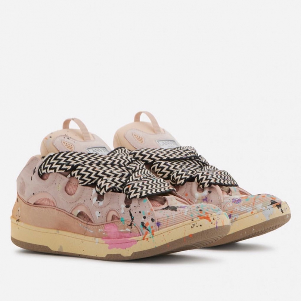Gallery Dept. x Lanvin Paint Splatter Curb Sneakers In Pink | Luce ...